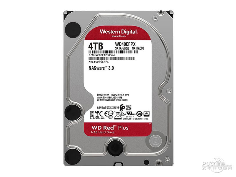 西部数据红盘Plus 4TB 5400转 256MB SATA硬盘(WD40EFPX) 主图