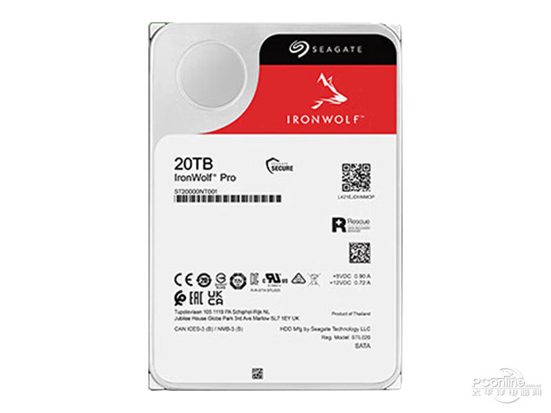 希捷酷狼PRO 20TB 7200转 256MB SATA 硬盘(ST20000NT001) 主图