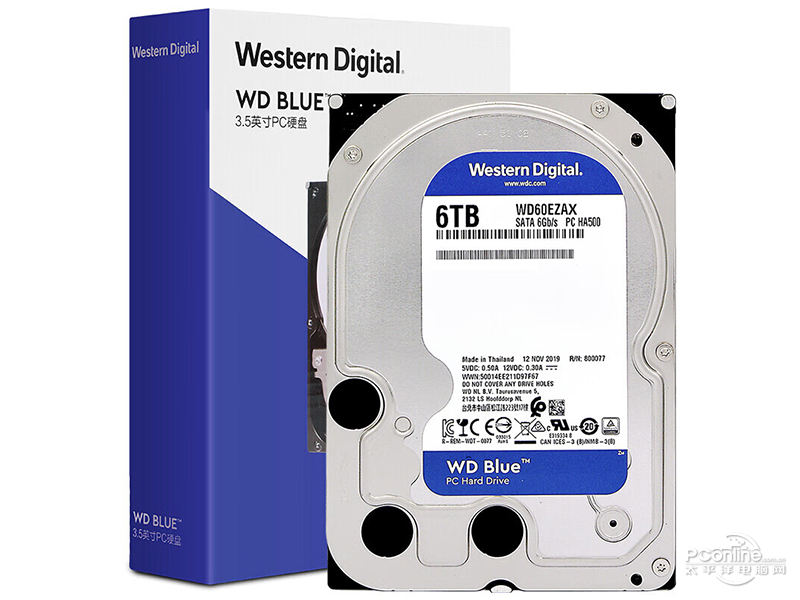 西部数据蓝盘 6TB 5400转 256MB SATA3 硬盘(WD60EZAX)主图