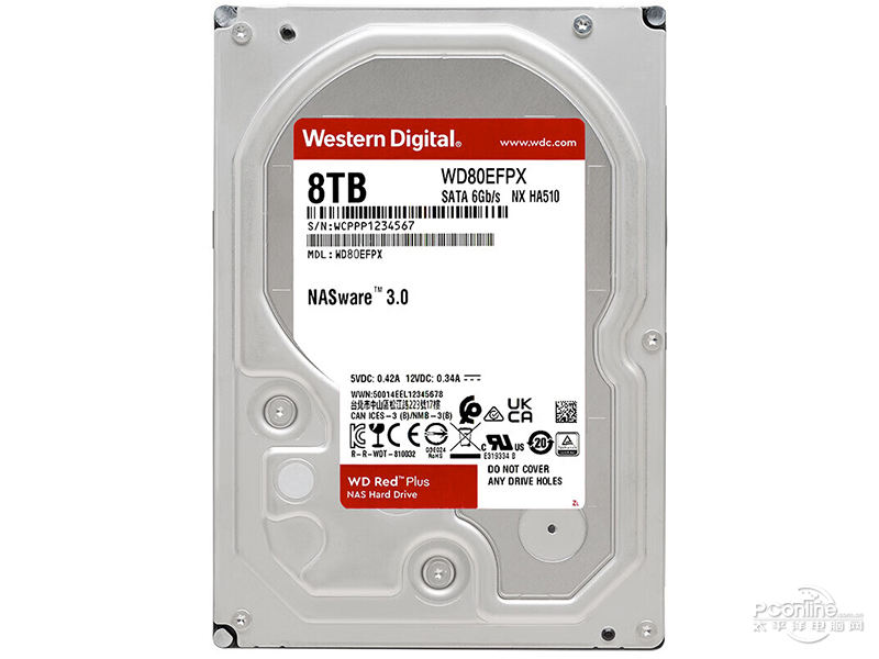 西部数据红盘Plus 8TB 5640转 256MB SATA硬盘(WD80EFPX)主图