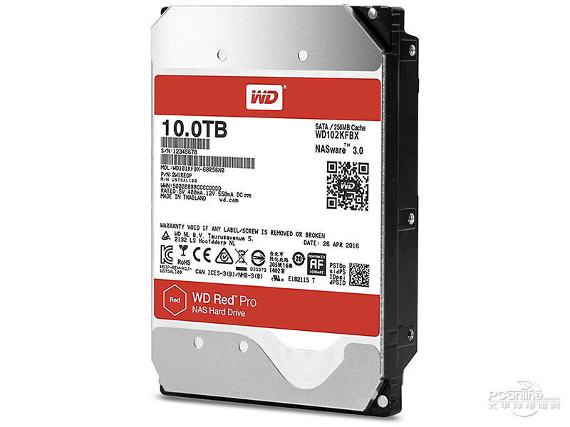 西部数据红盘Pro 10TB 7200转 256MB SATA硬盘(WD102KFBX) 主图