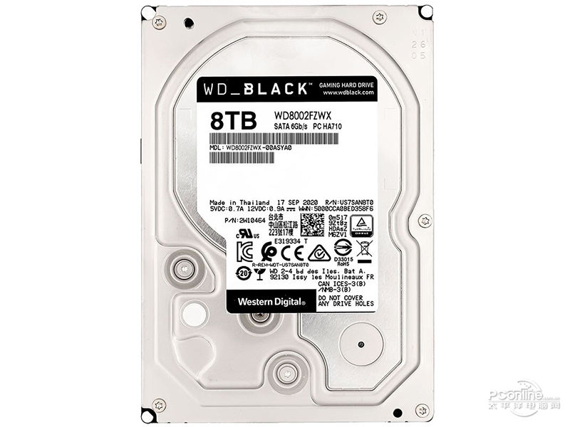 西部数据黑盘 8TB 7200转 128MB SATA硬盘(WD8002FZWX) 主图