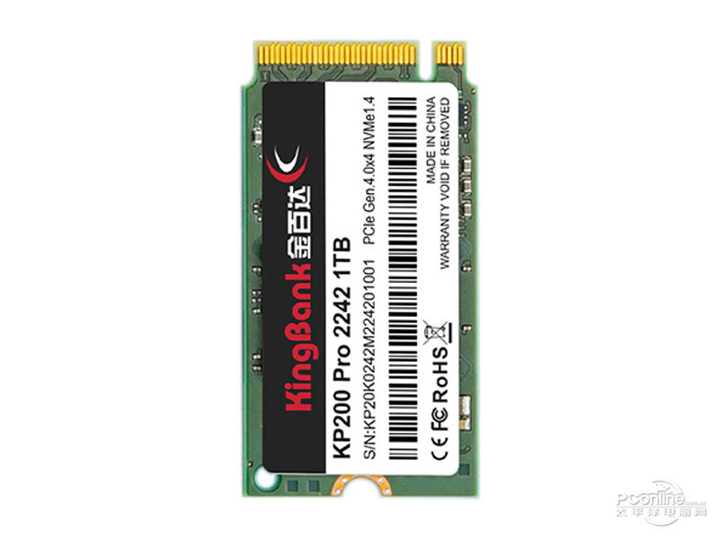 金百达KP200 PRO 1TB M.2 2242 SSD 正面