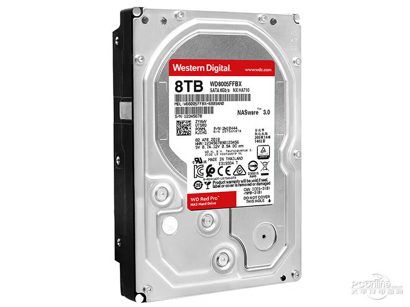 西部数据红盘Pro 8TB 7200转 256MB SATA硬盘(WD8005FFBX)