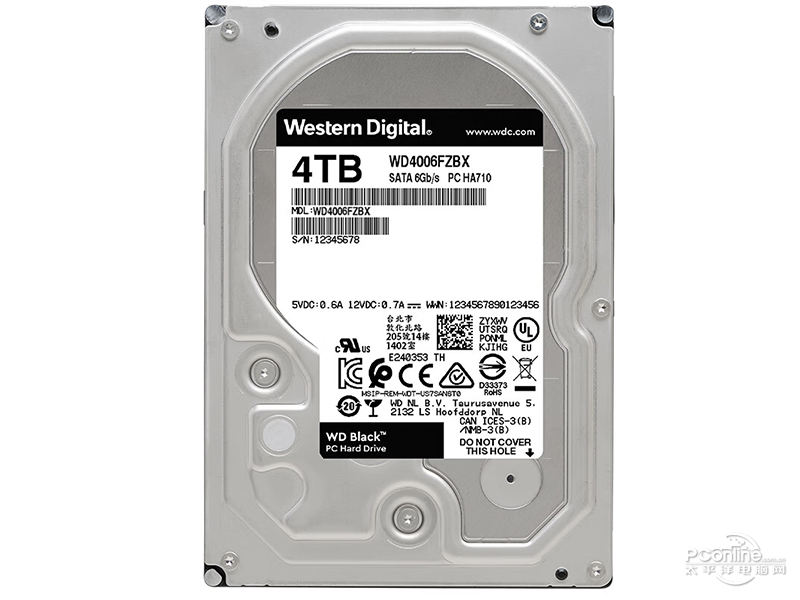 西部数据黑盘 4TB 7200转 256M SATA 硬盘(WD4006FZBX)主图