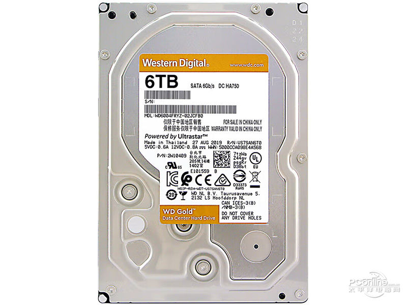 西部数据金盘 6TB 7200转 256M SATA 硬盘(WD6004FRYZ) 主图