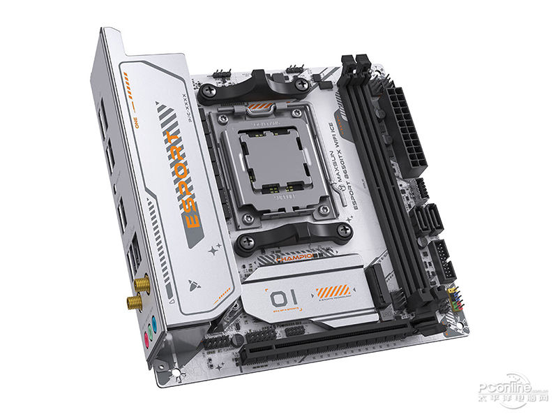 铭瑄MMS-eSport B650ITX WIFI ICE45度正面